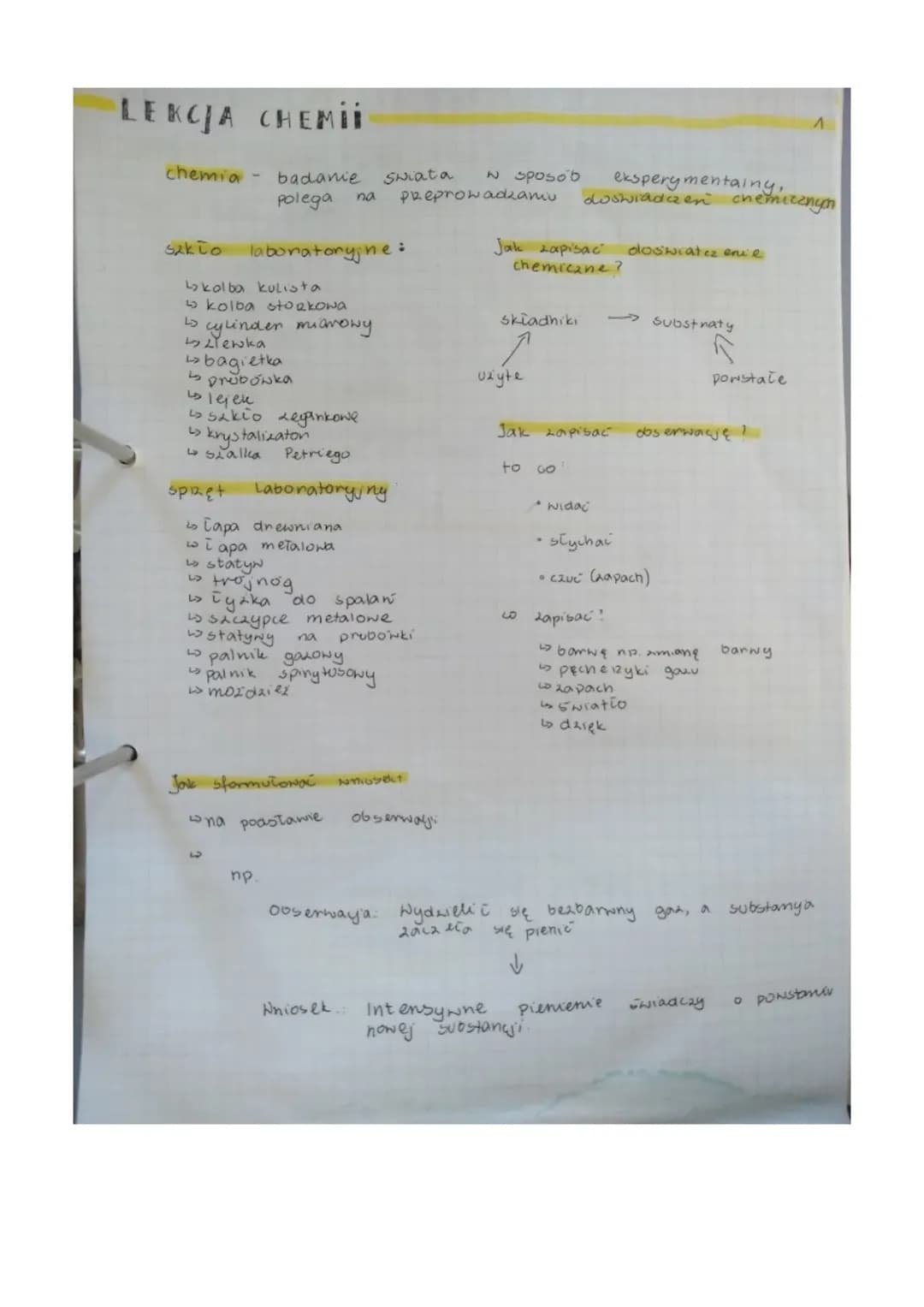 LEKCJA CHEMİ
chemia -
szkło laboratoryjne:
↳kolba kulista
↳ kolba storkowa
↳s cylinder miarowy
Llewka
↳bagietka
Drobówka
↳ lejek
↳sikio Lega