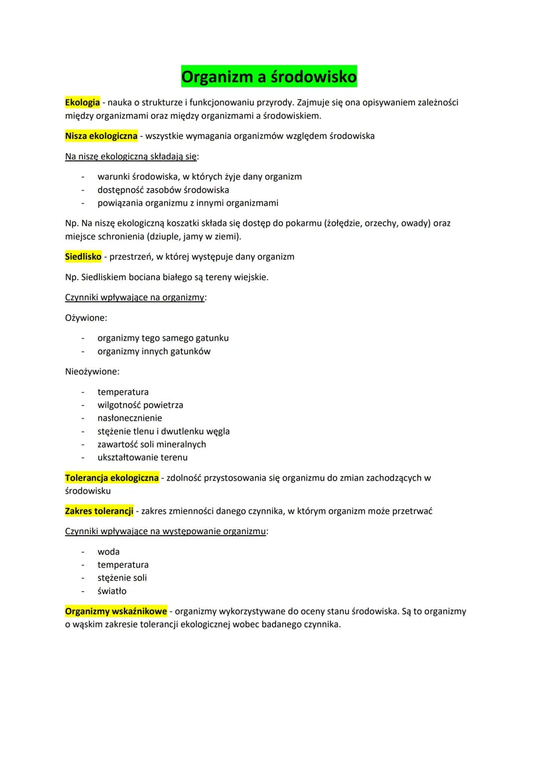 Organizm a środowisko
Ekologia - nauka o strukturze i funkcjonowaniu przyrody. Zajmuje się ona opisywaniem zależności
między organizmami ora