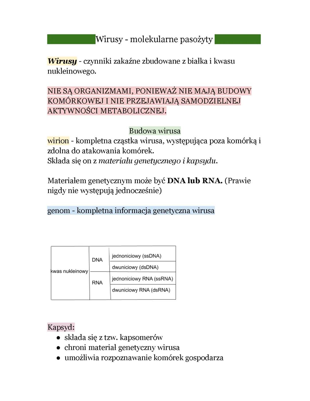 Wirusy - molekularne pasożyty