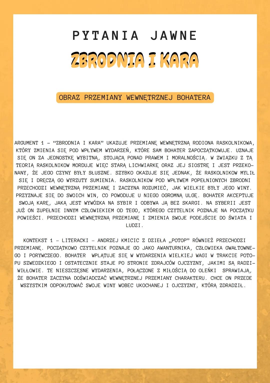 Obraz przemiany wewnętrznej bohatera 