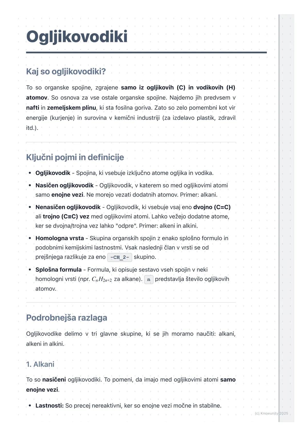 # Ogljikovodiki

Kaj so ogljikovodiki?

To so organske spojine, zgrajene samo iz ogljikovih (C) in vodikovih (H)
atomov. So osnova za vse os