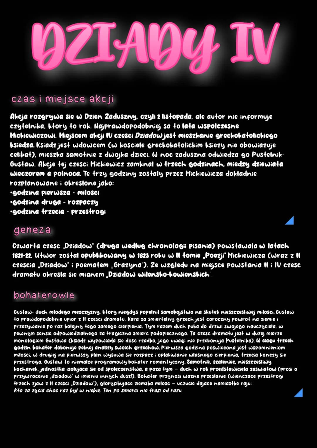 DZIADY IV
czas i miejsce akcji
Akcja rozgrywa sie w Dzień Zaduszny, czyli 2 listopada, ale autor nie informuje
czytelnika, ktory to rok. Naj