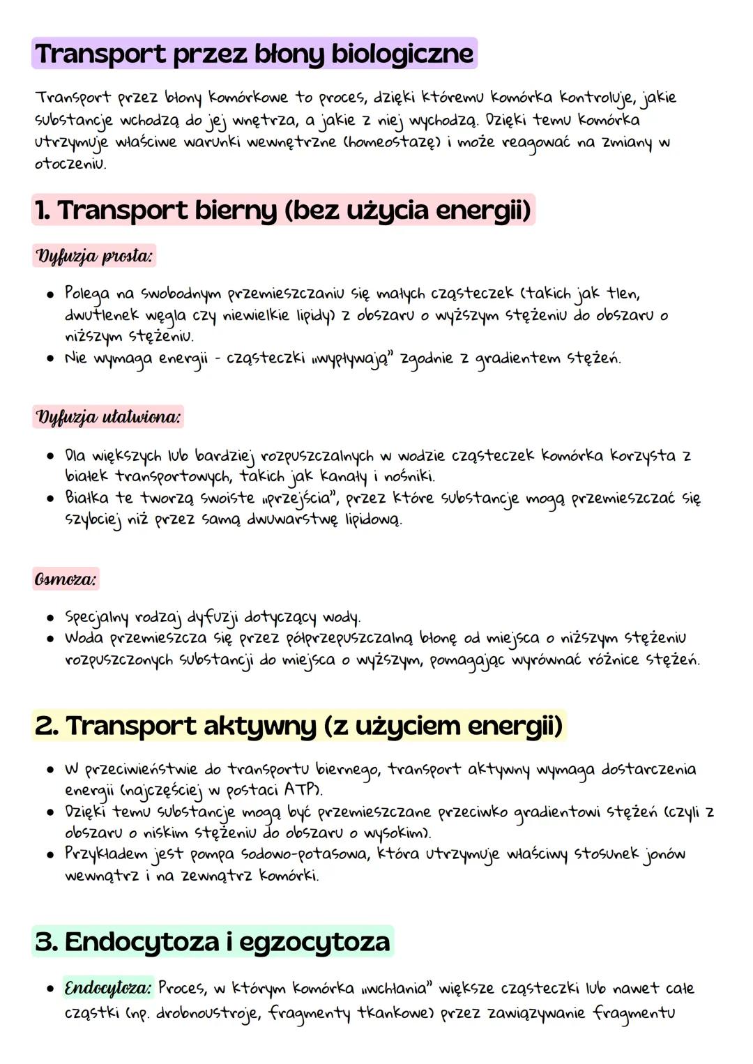 --- OCR Start ---
Transport przez błony biologiczne
Transport przez błony komórkowe to proces, dzięki któremu komórka kontroluje, jakie
subs