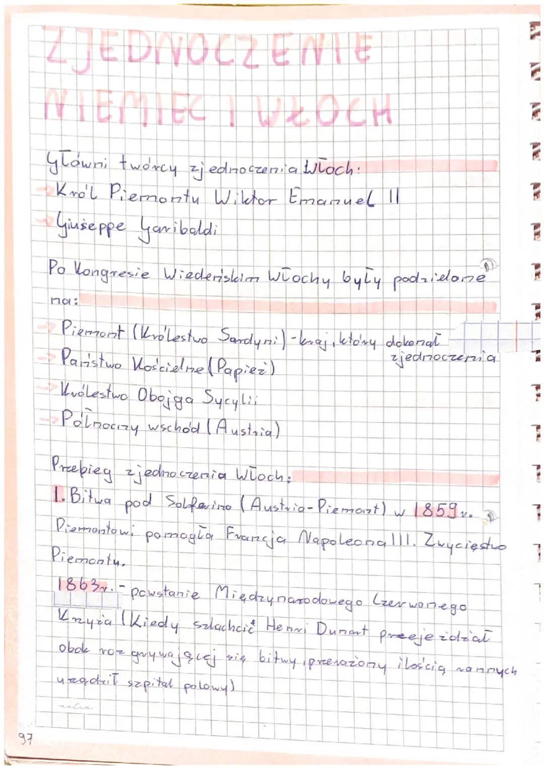 # ZJEDNOCZENIE

Główni twórcy zjednoczenia Włoch
- Krol Piemontu Wiktor Emanuel ||
- Giuseppe Garibaldi

Po Kongresie Wiederiskin Włochy był