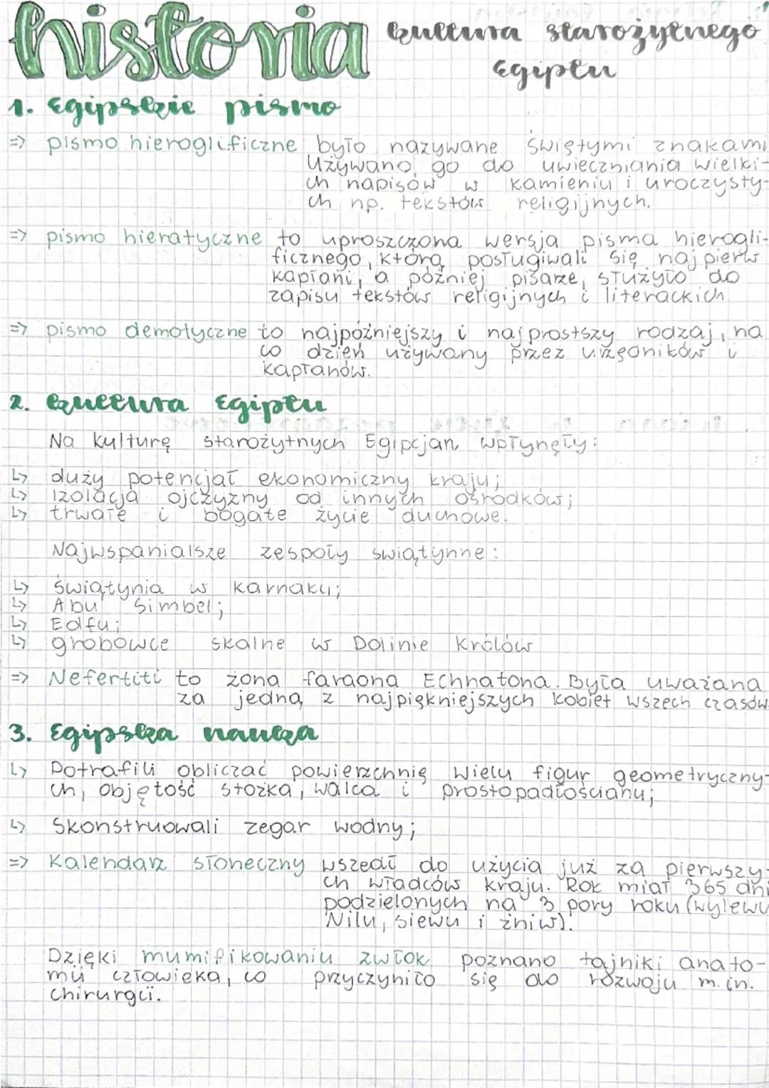 historia
1. Egipserie pismo
kultura starożytnego
Egiptu
= pismo hieroglificzne było nazywane Swiętymi znakami
Używano go do
ch napisow
W
ch 