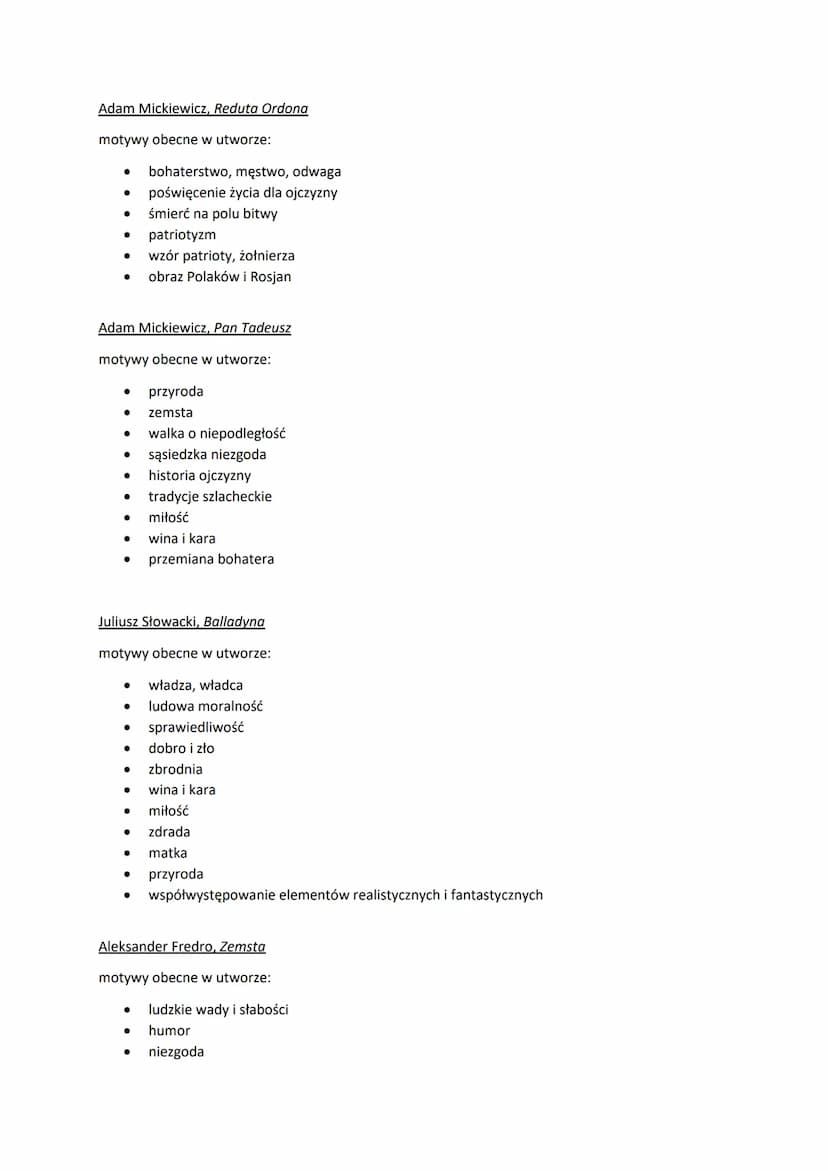 Motyw - element rzeczywistości przedstawionej w utworze (element konstrukcji świata
przedstawionego), na przykład zdarzenie, postać, przedmi
