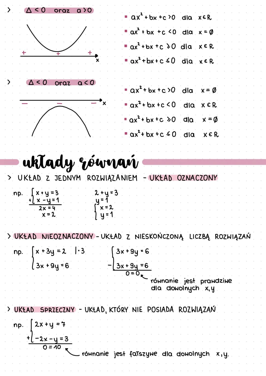 Równania
i nierówność
rodzaje równań kwadratowych
> POSTAĆ OGÓLNA ax² + bx + c = 0
Aby rozwiązać równanie W postaci
oraz MIEJSCA ZEROWE.
np.