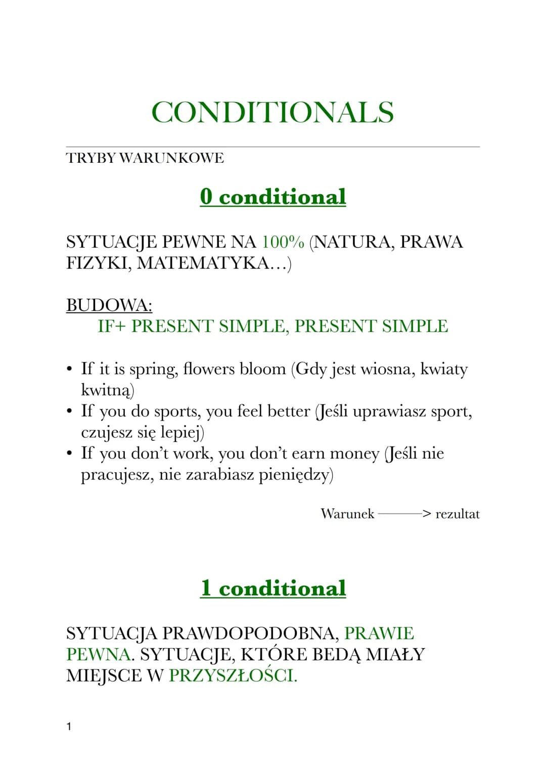 Conditionals- tryby warunkowe