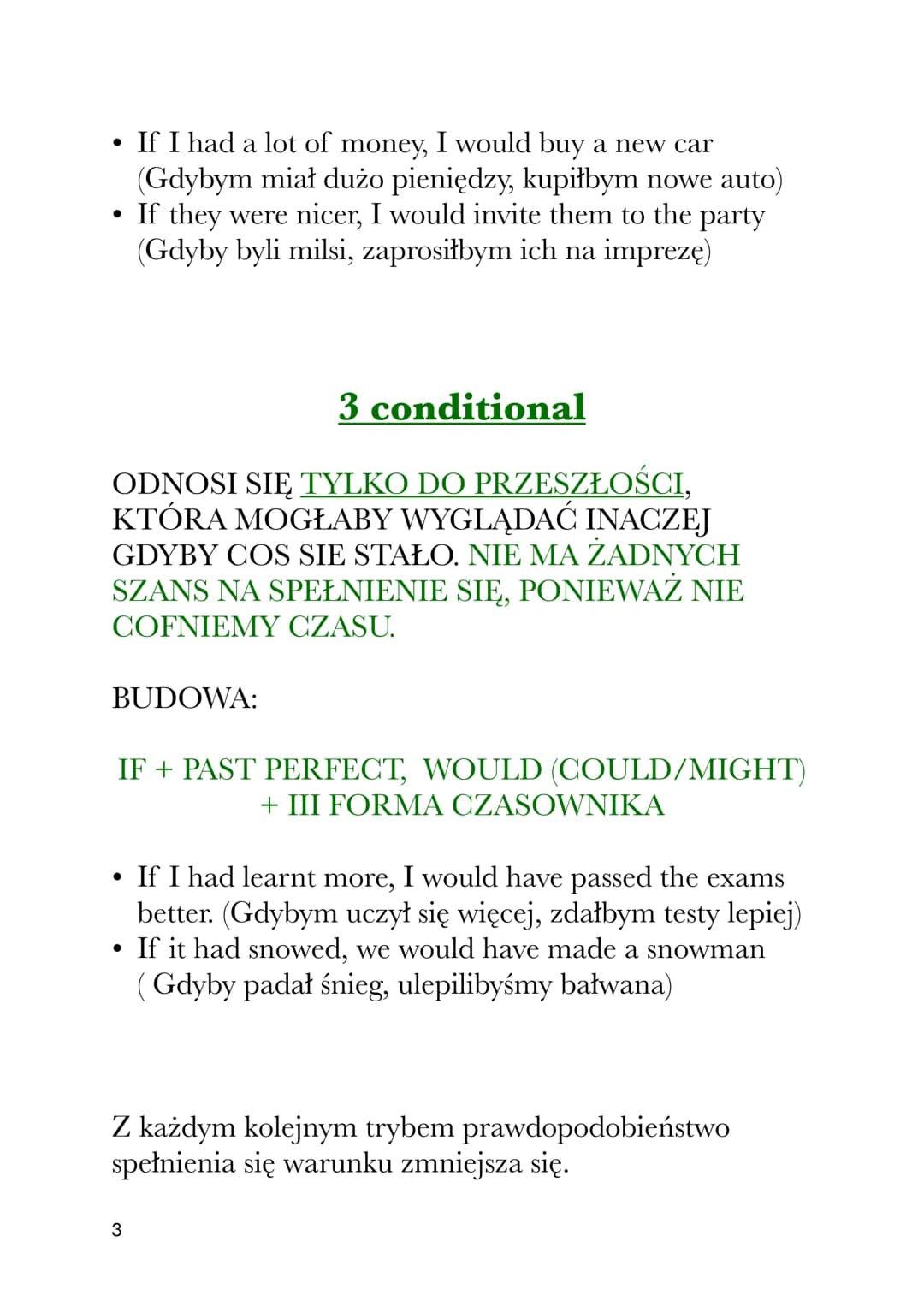 CONDITIONALS
TRYBY WARUNKOWE
0 conditional
SYTUACJE PEWNE NA 100% (NATURA, PRAWA
FIZYKI, MATEMATYKA...)
BUDOWA:
IF+ PRESENT SIMPLE, PRESENT 