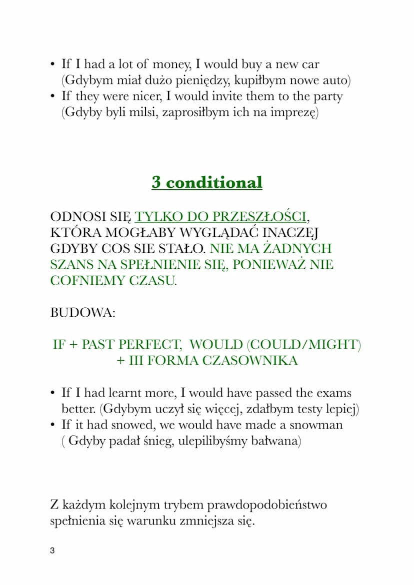CONDITIONALS
TRYBY WARUNKOWE
0 conditional
SYTUACJE PEWNE NA 100% (NATURA, PRAWA
FIZYKI, MATEMATYKA...)
BUDOWA:
IF+ PRESENT SIMPLE, PRESENT 