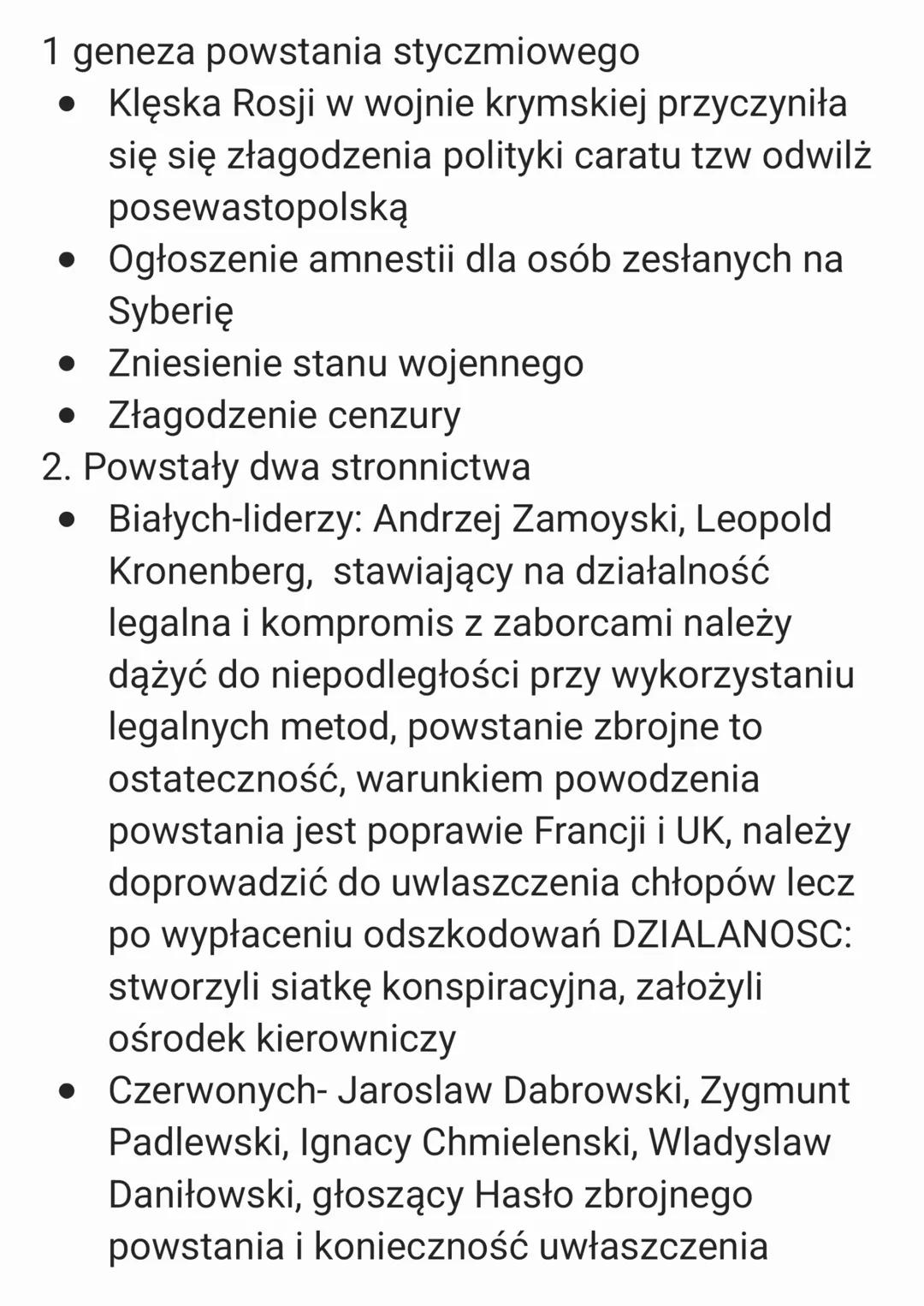 1 geneza powstania styczmiowego
• Klęska Rosji w wojnie krymskiej przyczyniła
się się złagodzenia polityki caratu tzw odwilż
posewastopolską