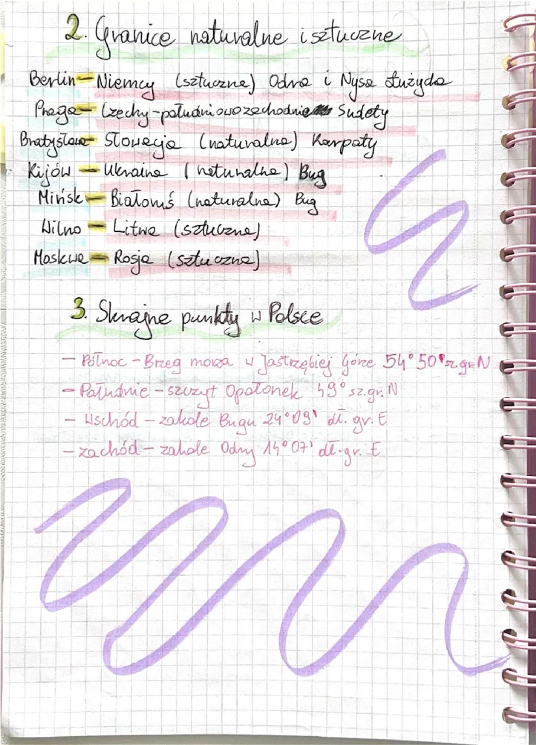 Geografia
Temat: Położenie i granice polski.
1. Położenie Polski w Europie
środkowej Europie
- no nizinie środkowo-europejskiej
W
= w strefi