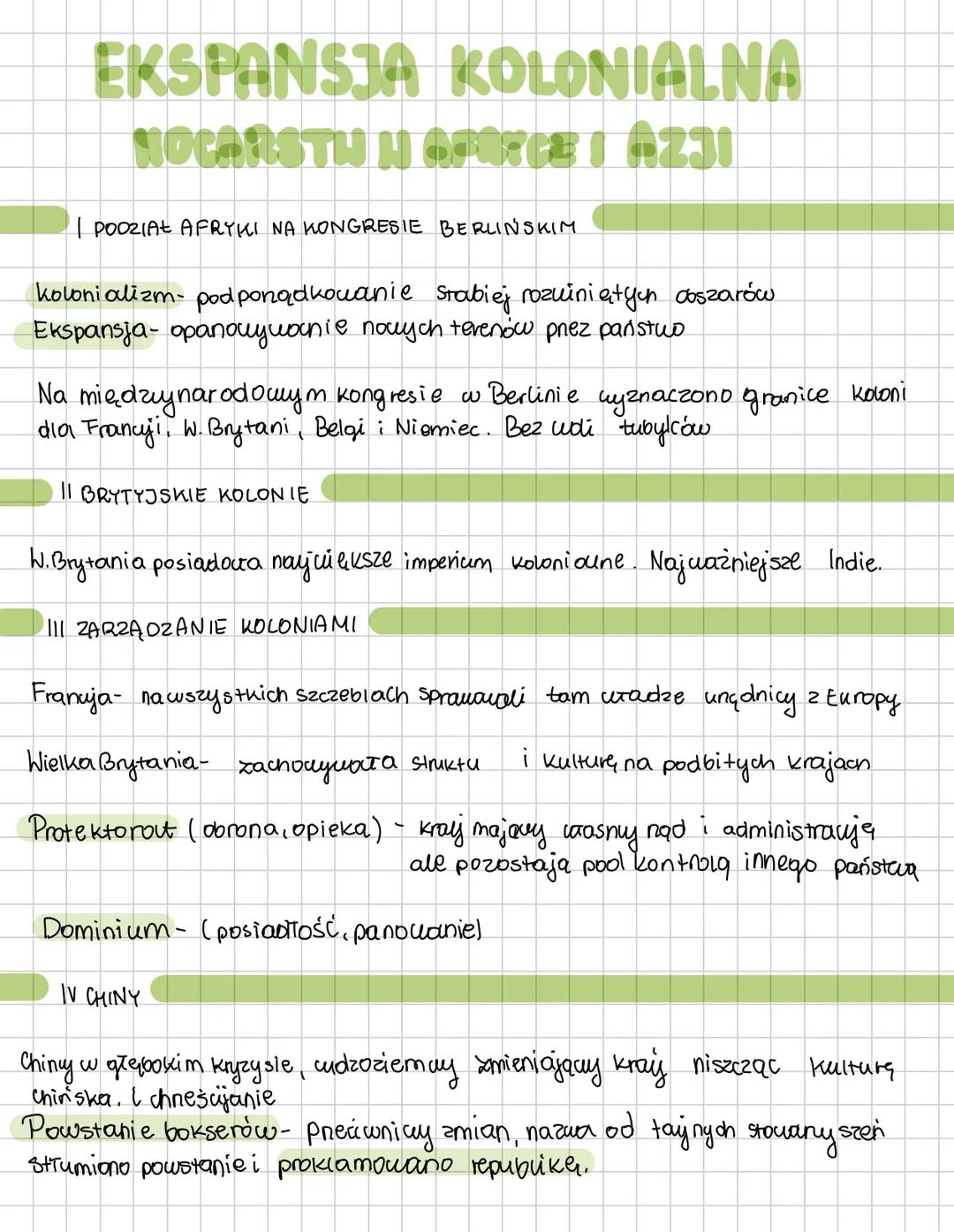 EKSPANSJA KOLONIALNA
NOCARSTHIN QEOYC² | AZJI
I POOZIAŁ AFRYKI NA KONGRESIE BERLINSKIM
kolonializm- podporządkowanie stabiej rozwiniętych co