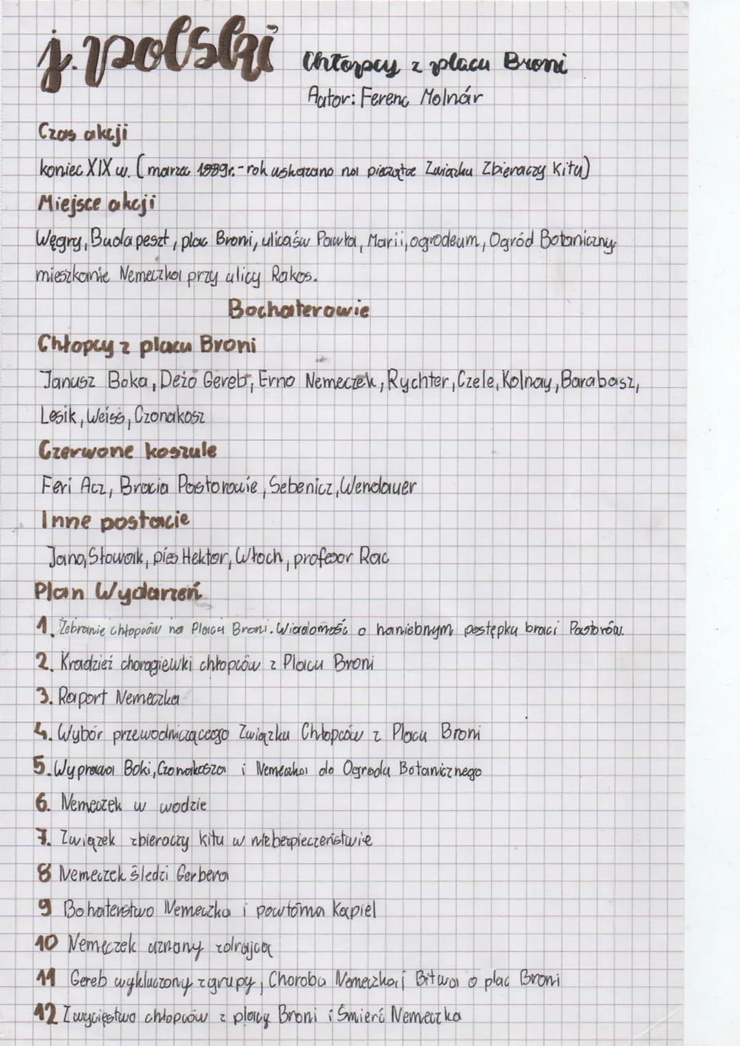 +
j.polski
Chłopcy z placu Broni
Autor: Ferenc Molnár
Czas akcji
koniec XIX w. (marzec 1999r.- roh uskazano noi pieczątce Związku Zbieraczy 