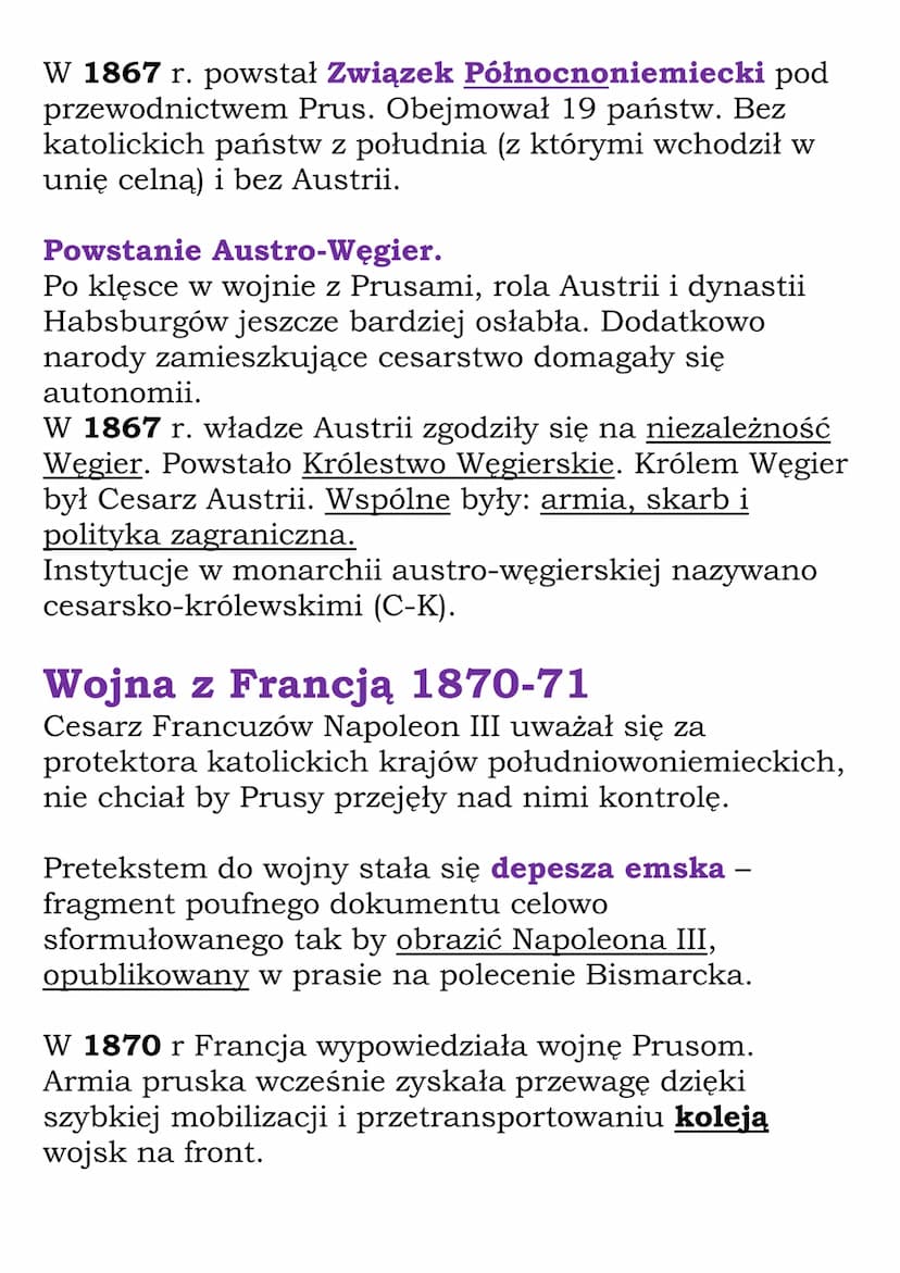 Zjednoczenie Niemiec
W roku 1806 upadła Rzesza Niemiecka.
W latach 1806-1815 istniał Związek Reński (pod
przewodnictwem Napoleona).
Od 1815 