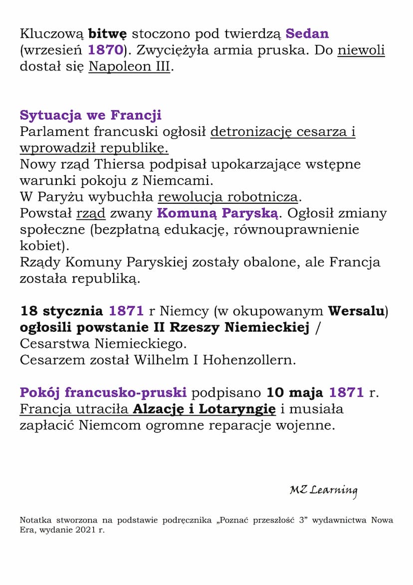 Zjednoczenie Niemiec
W roku 1806 upadła Rzesza Niemiecka.
W latach 1806-1815 istniał Związek Reński (pod
przewodnictwem Napoleona).
Od 1815 