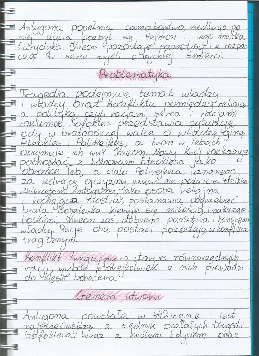 
<p>Antygona to dramat Sofoklesa, który jest częścią cyklu tebańskiego, a wydarzenia w nim nawiązują do mitu Labdakidów. Jest to tragedia an