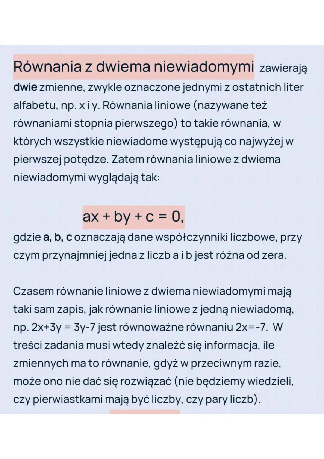 Jak rozwiązać równanie z dwiema niewiadomymi? Przykłady i zadania dla klasy 8