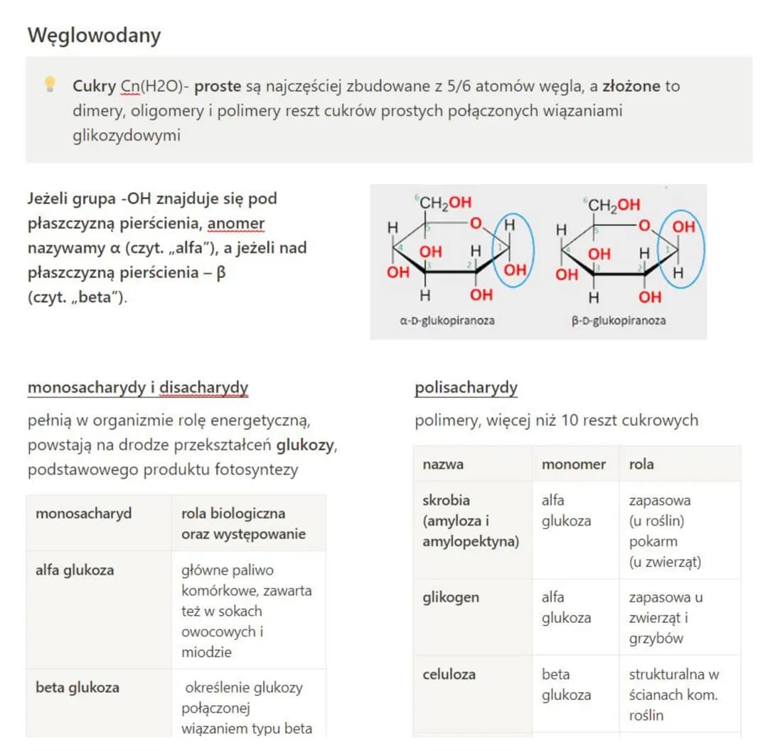 Składniki organiczne - węglowodany