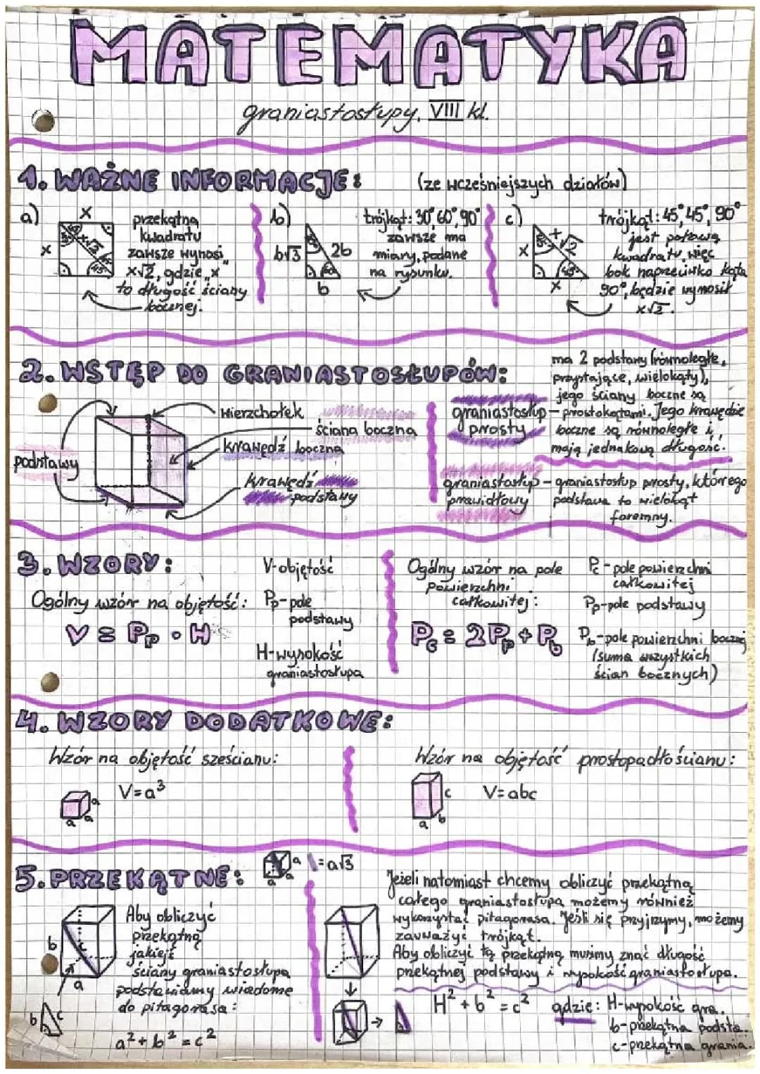 Graniastosłupy- matematyka klasa 8