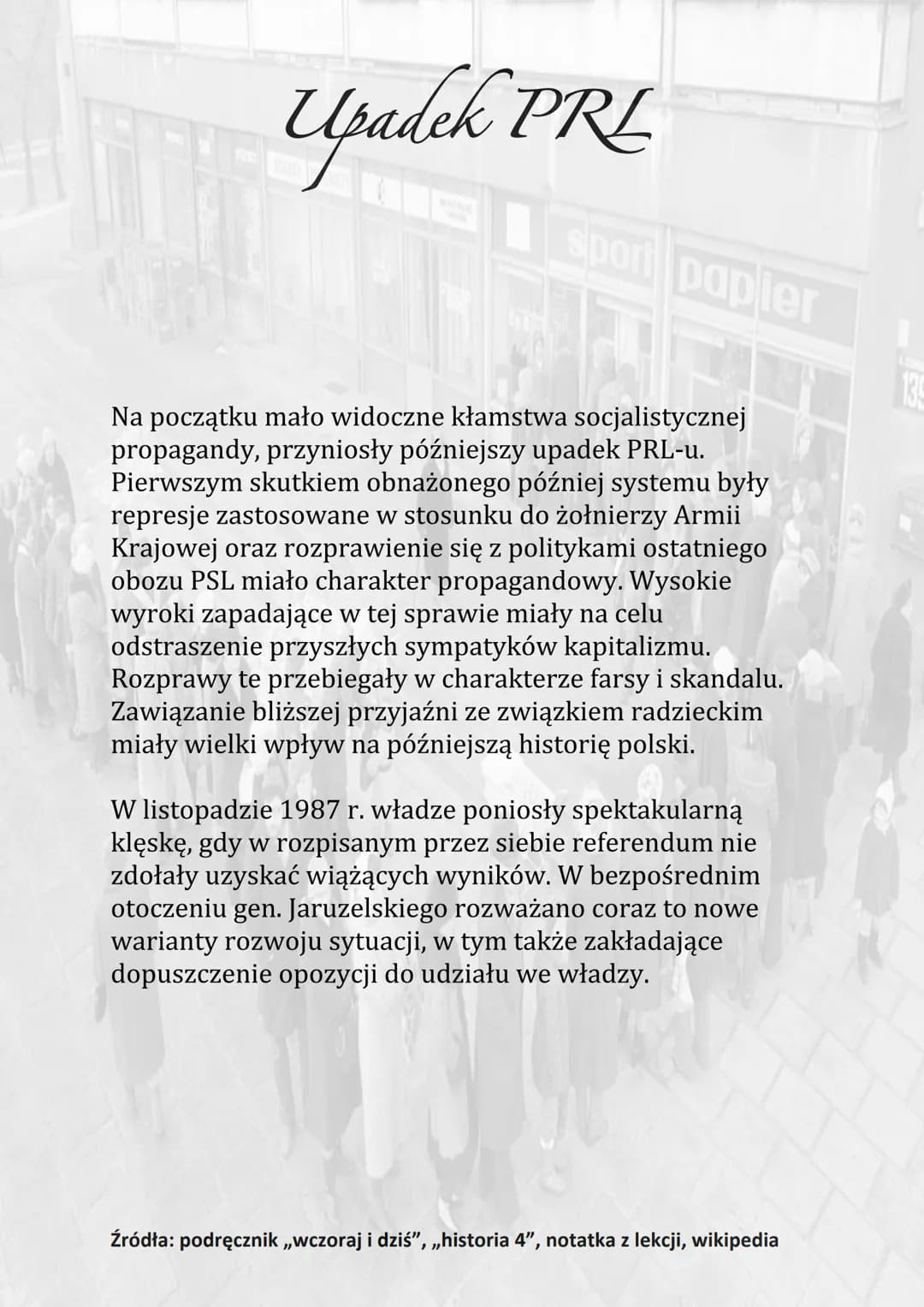 Upadek PRE
sport papier
Stan wojenny wprowadzony został w Polsce 13 grudnia
1981 roku i trwał do 22 lipca 1983 r.
Polacy wielokrotnie przeci