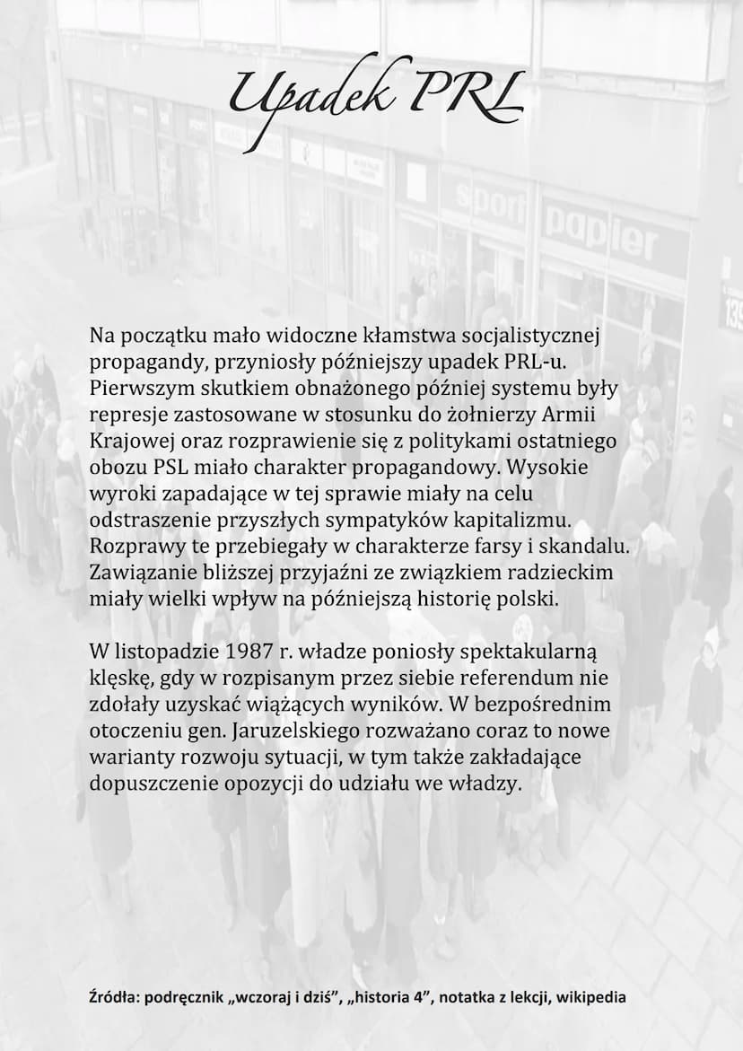 Upadek PRE
sport papier
Stan wojenny wprowadzony został w Polsce 13 grudnia
1981 roku i trwał do 22 lipca 1983 r.
Polacy wielokrotnie przeci