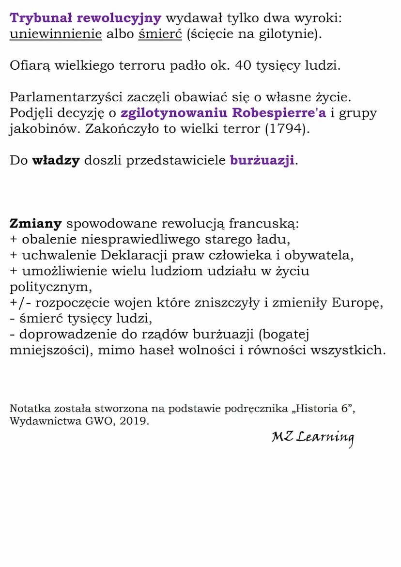Od monarchii konstytucyjnej
do republiki
Zgromadzenie Narodowe:
- zdecydowało o przejęciu przez państwo dóbr
kościelnych,
- wydało Ustawę o 