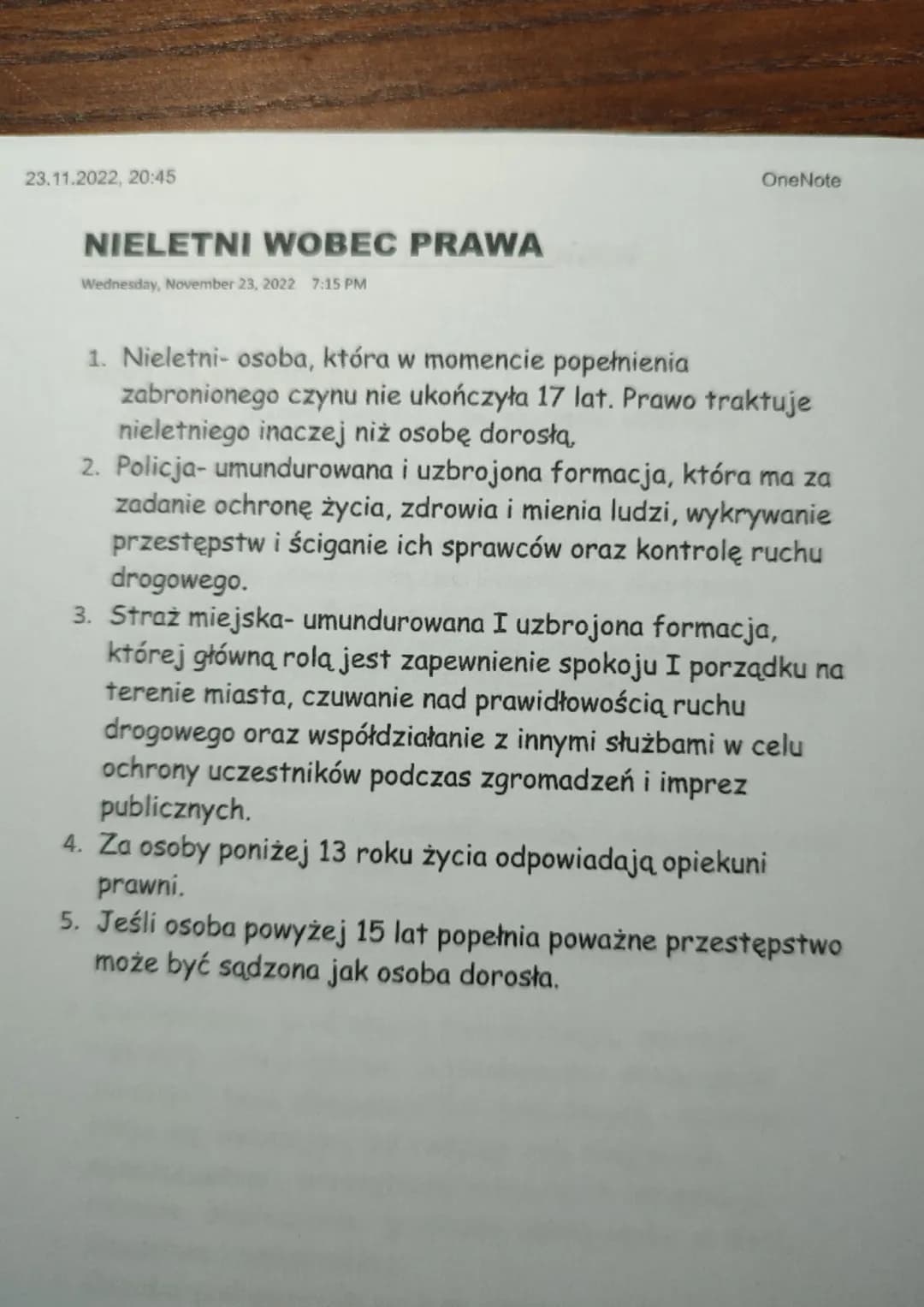 23.11.2022, 20:45
NIELETNI WOBEC PRAWA
Wednesday, November 23, 2022 7:15 PM
OneNote
1. Nieletni- osoba, która w momencie popełnienia
zabroni