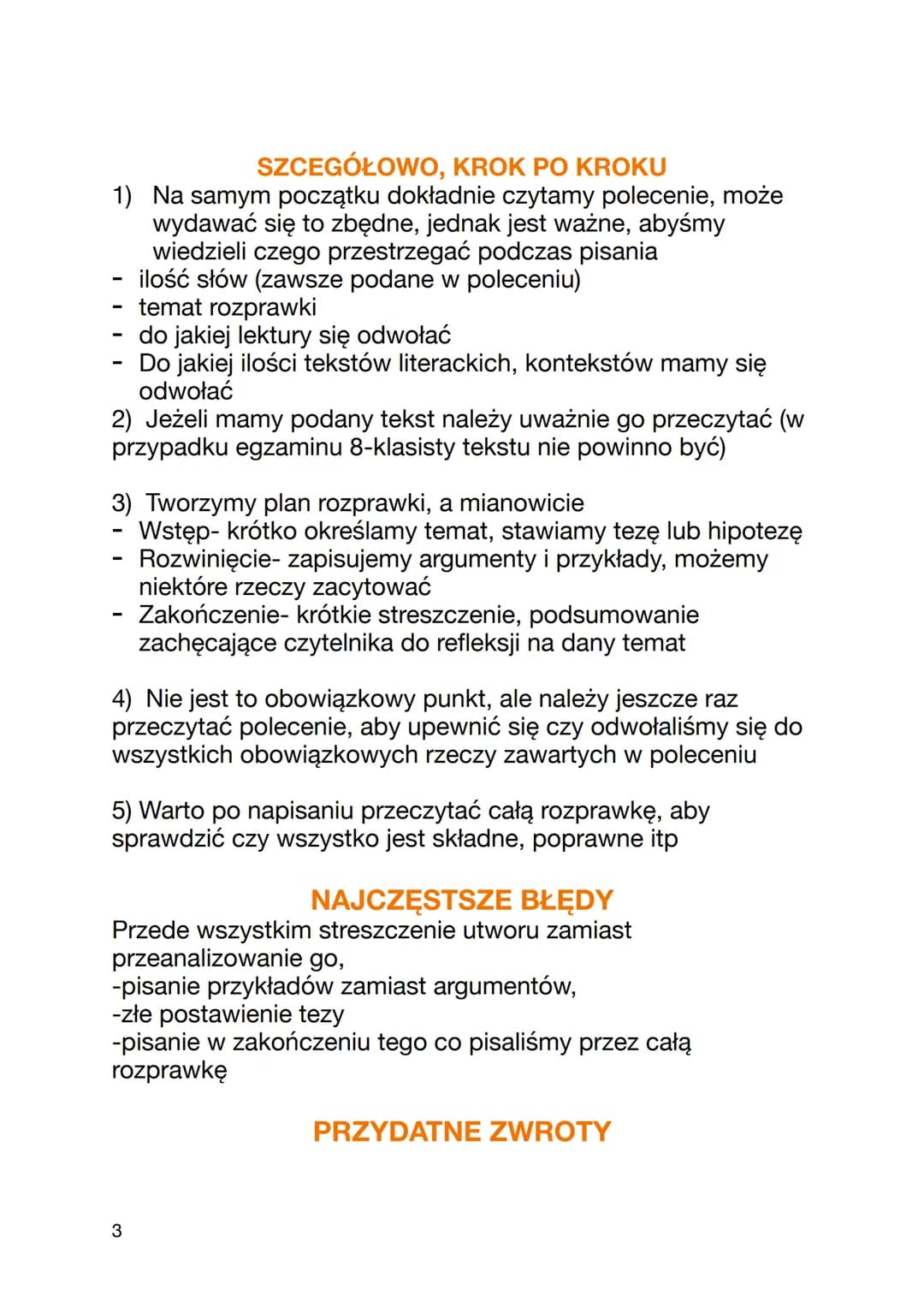JAK NAPISAĆ ROZPRAWKĘ? KROK PO KROKU
Rozprawka jest to dłuższa wypowiedź pisemna, która powinna
składać się z 3 części: wstępu, rozwinięcia 