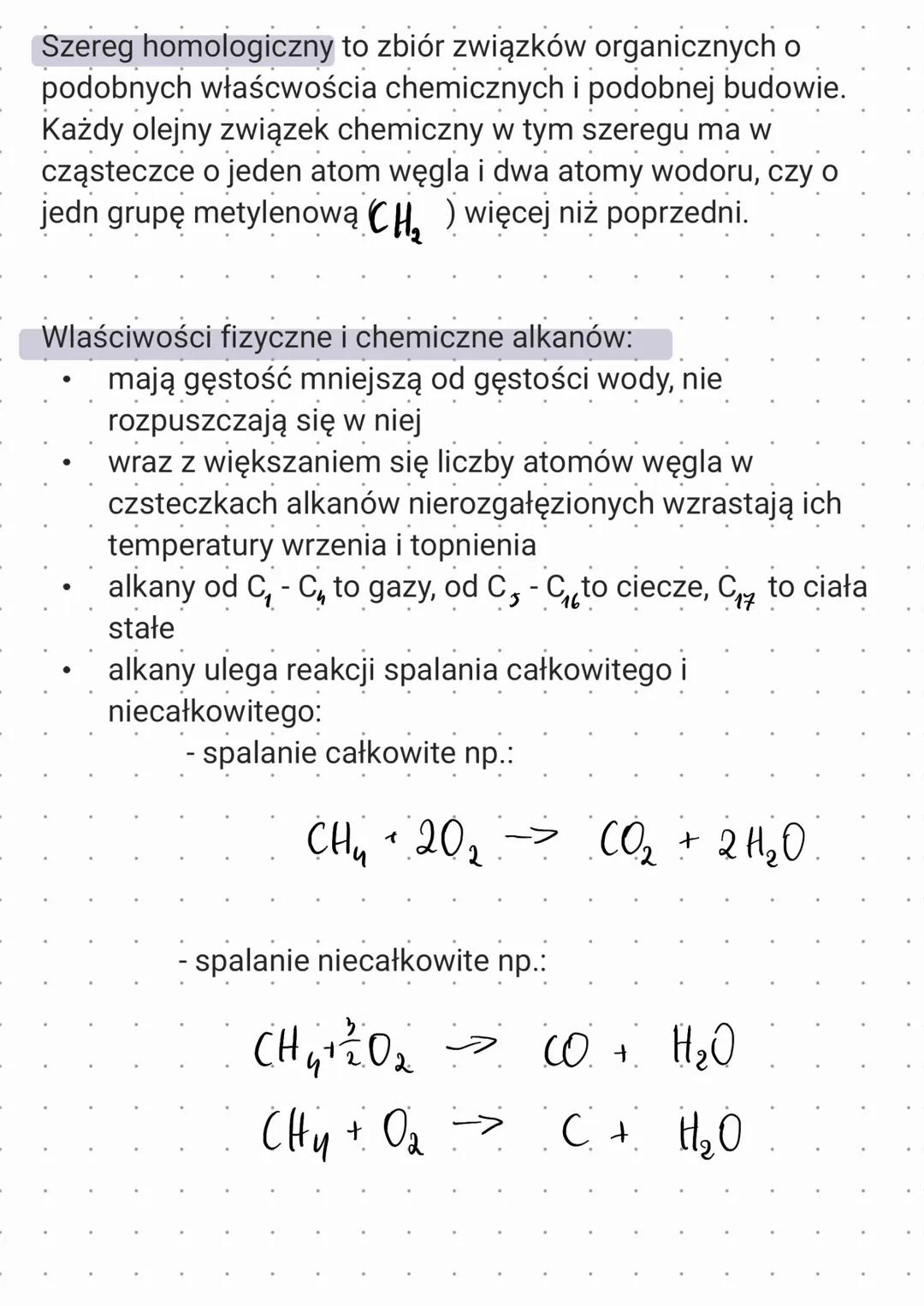 Szereg homologiczny to zbiór związków organicznych o
podobnych właścwościa chemicznych i podobnej budowie.
Każdy olejny związek chemiczny w 