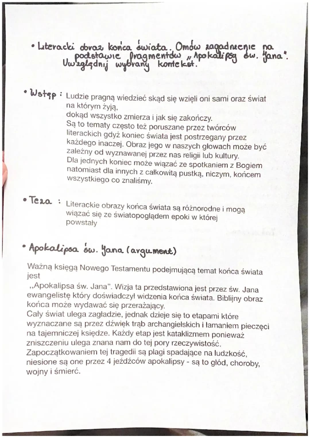 “literacki obraz końca świata. Omów na podstawie fragmentów “Apokalipsy św.Jana”. kontrakt” 