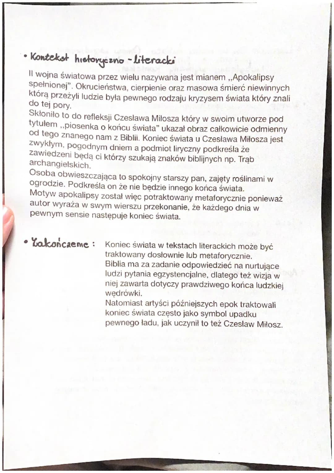 • Literacki obraz końca świata. Omów zagadnienie na
podstawie fragmentów „Apokalipsy ow. Jana".
Uwzględnij wybrany kontekst.
:
• Wstęp Ludzi