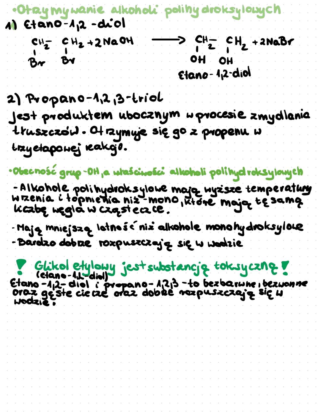 # ALKOHOLE POLIHYDROKSYLOWE

Alkohole poli hydro ksylowe, czyli jednogunkcyjne pochodne
Węglowodorów, posiadające co najmniej dwie grupy -OH
