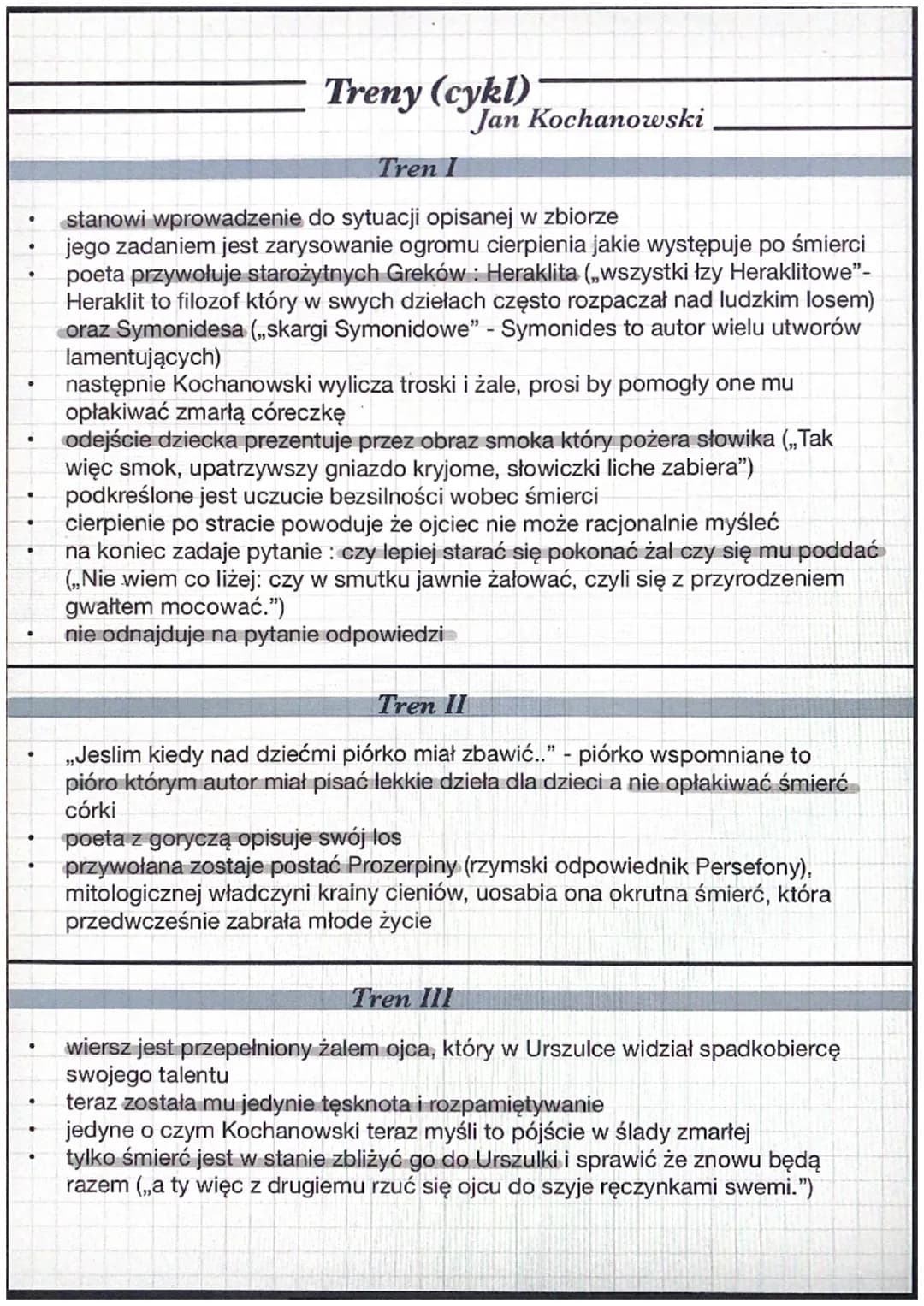 Treny (cykl)
Tren I
Jan Kochanowski
stanowi wprowadzenie do sytuacji opisanej w zbiorze
jego zadaniem jest zarysowanie ogromu cierpienia jak