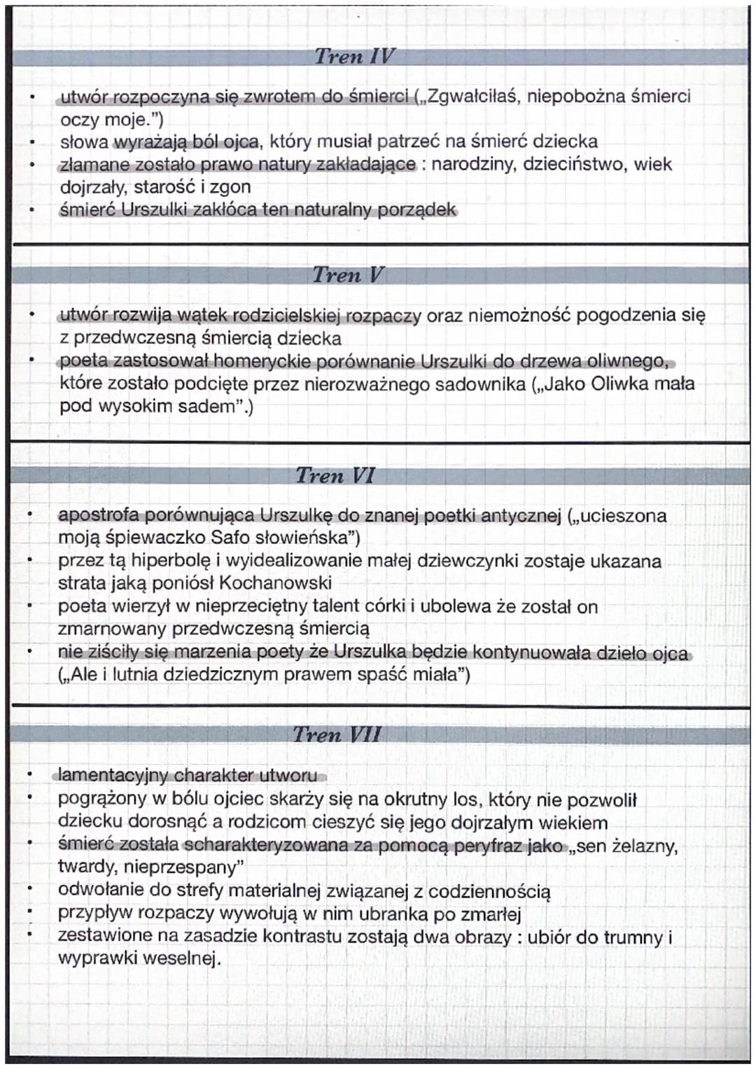 Treny (cykl)
Tren I
Jan Kochanowski
stanowi wprowadzenie do sytuacji opisanej w zbiorze
jego zadaniem jest zarysowanie ogromu cierpienia jak