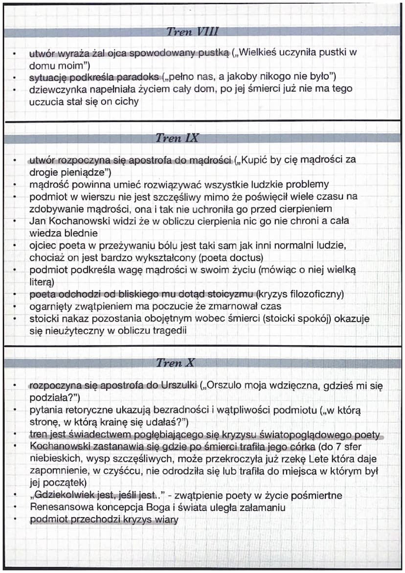Treny (cykl)
Tren I
Jan Kochanowski
stanowi wprowadzenie do sytuacji opisanej w zbiorze
jego zadaniem jest zarysowanie ogromu cierpienia jak