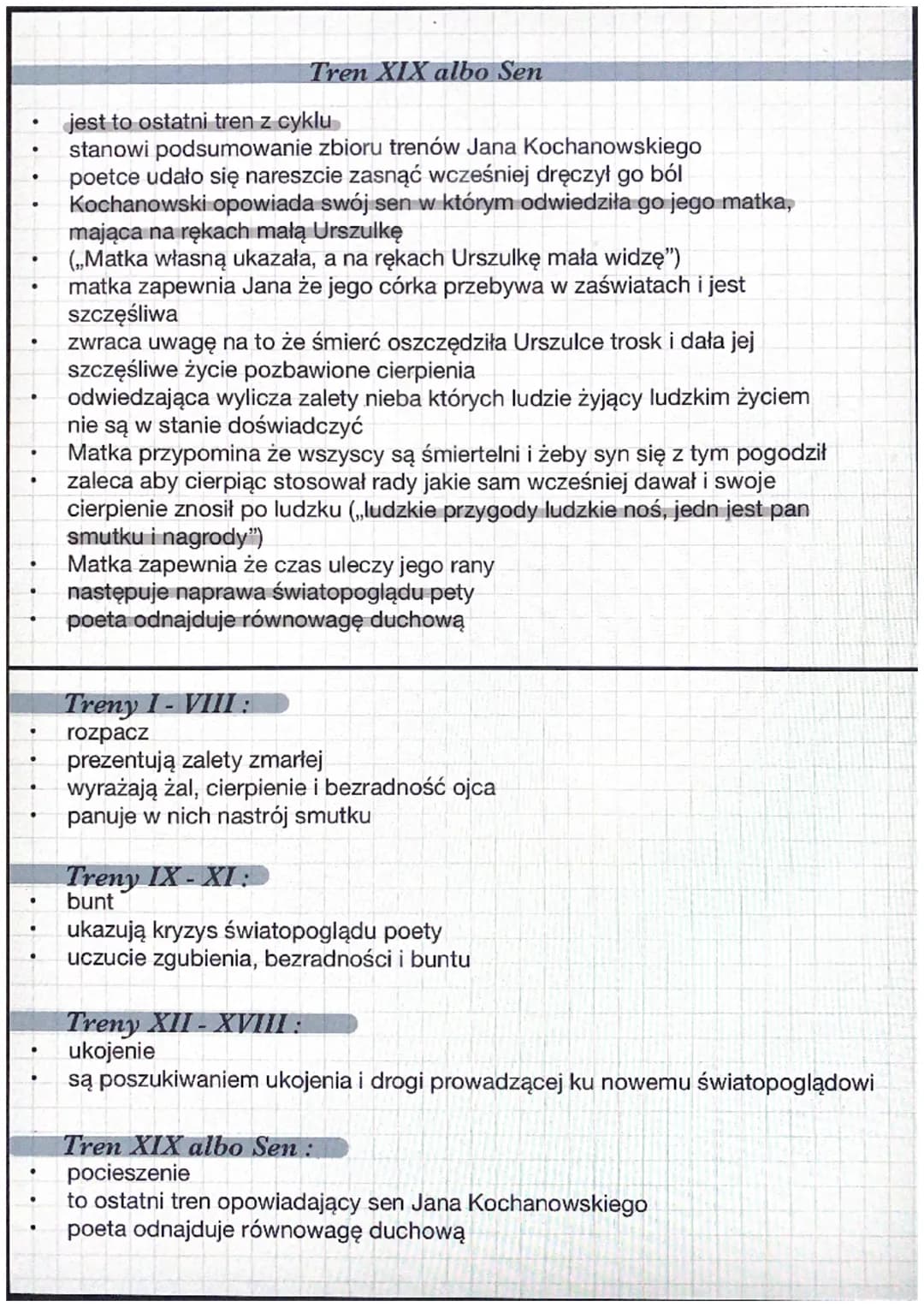 Treny (cykl)
Tren I
Jan Kochanowski
stanowi wprowadzenie do sytuacji opisanej w zbiorze
jego zadaniem jest zarysowanie ogromu cierpienia jak