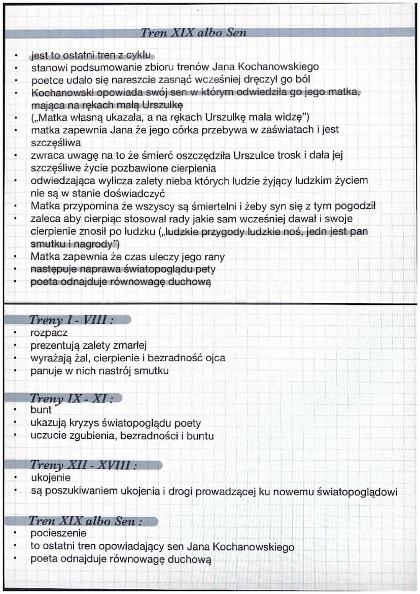 Treny (cykl)
Tren I
Jan Kochanowski
stanowi wprowadzenie do sytuacji opisanej w zbiorze
jego zadaniem jest zarysowanie ogromu cierpienia jak
