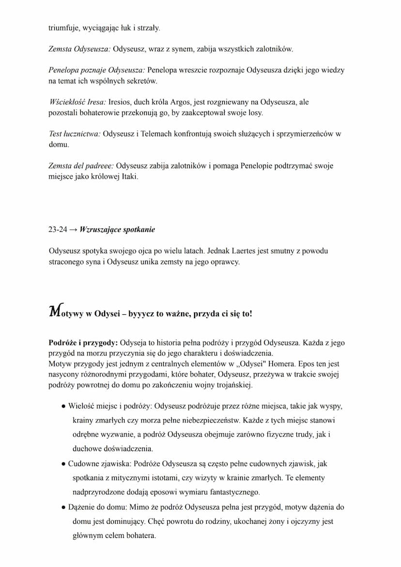 Odyseja
Mit o Odyseji Homera jest jednym z najważniejszych i najbardziej znanych mitów w
literaturze starożytnej Grecji. Odyseja to drugi z 