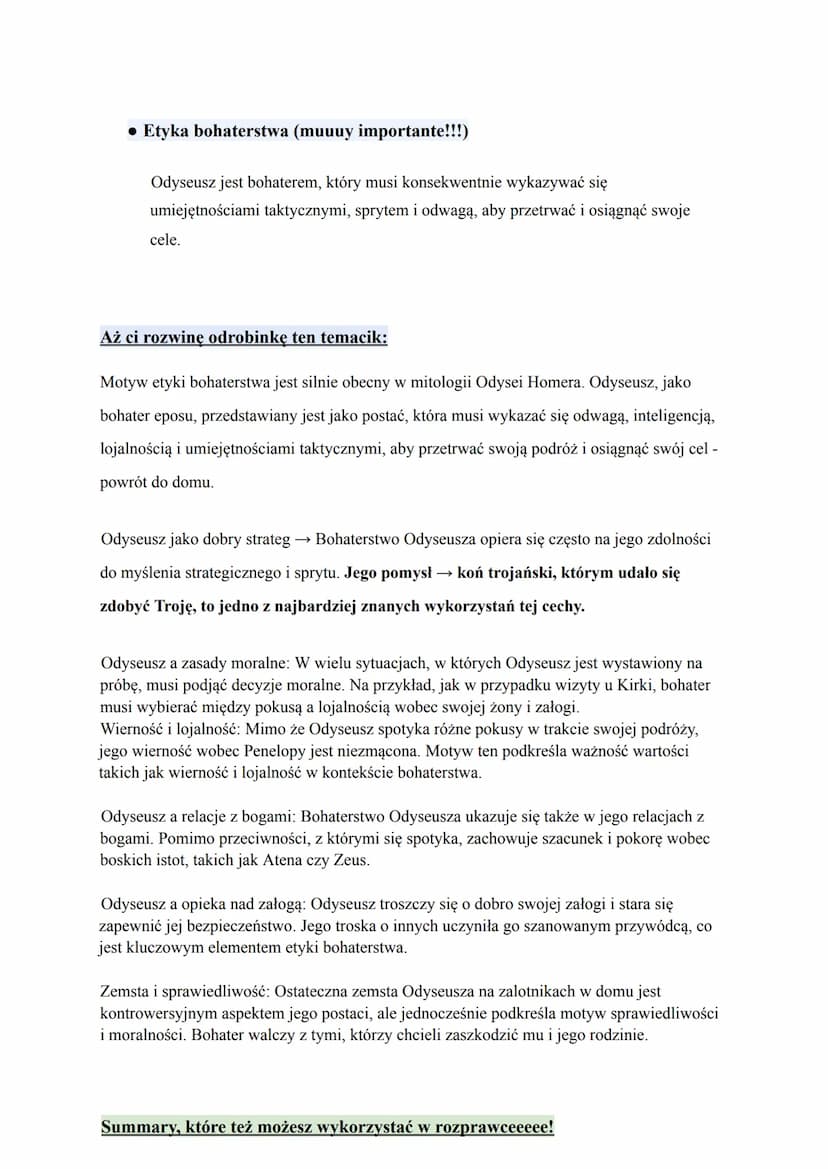 Odyseja
Mit o Odyseji Homera jest jednym z najważniejszych i najbardziej znanych mitów w
literaturze starożytnej Grecji. Odyseja to drugi z 
