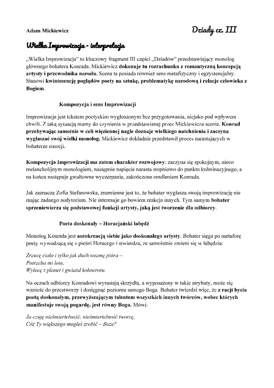 Wielka Improwizacja Dziady cz. 3 - Interpretacja Mesjanizmu i Prometeizmu