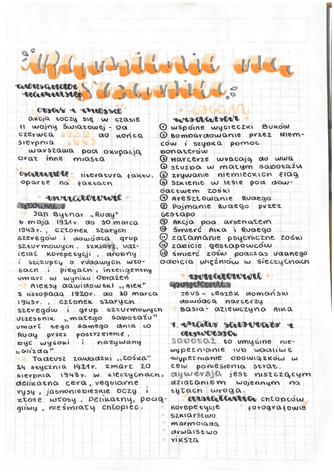 opracowanie lektury e8- kamienie na szaniec