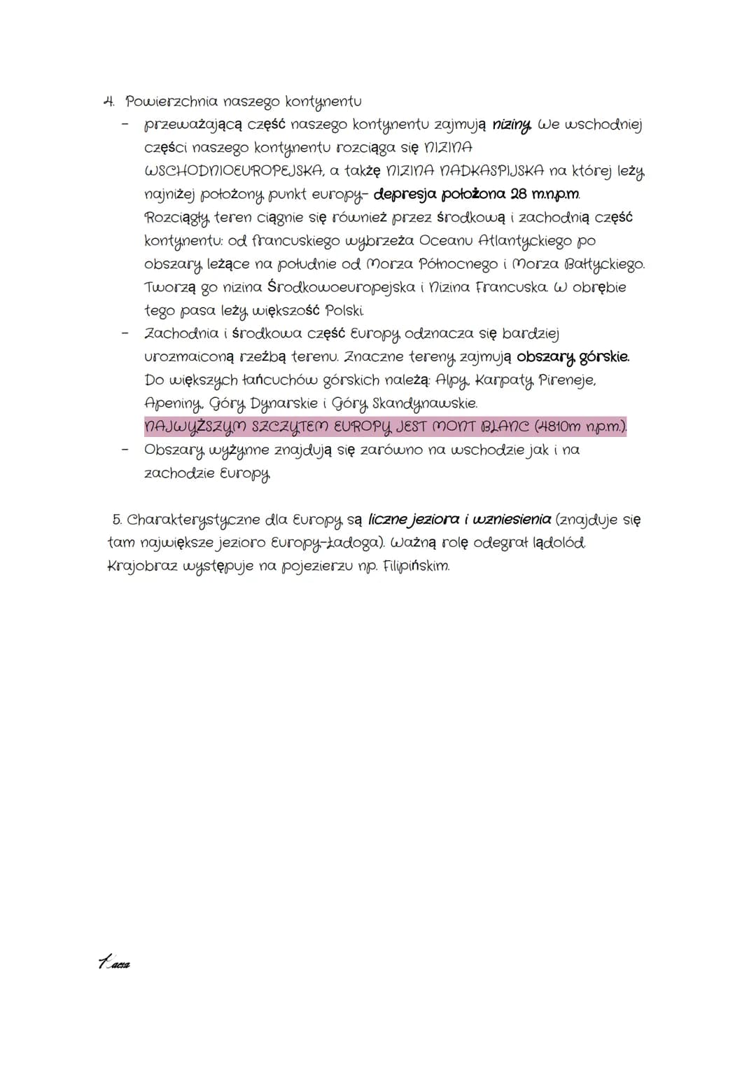 Geografia
Położenie i ukształtowanie powierzchni Europy
1. Europa leży w całości na półkuli północnej, a przeważająca jej część
znajduje się