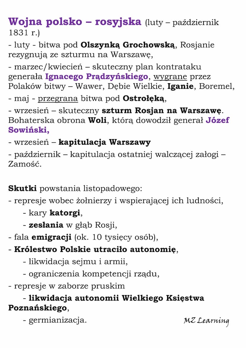 Przyczyny wybuchu powstania
listopadowego, charakter zmagań i
następstwa powstania dla Polaków w
różnych zaborach.
Legalna opozycja
- kalisz