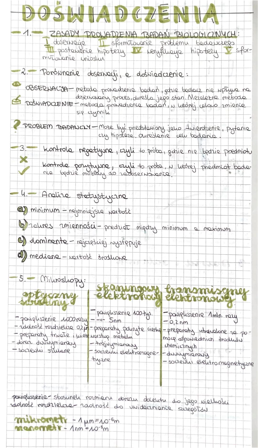 DOŚWIADCZENIA
1.
ZASADY PROWADZENIA BADAŃ BIOLOGICZNYCH:
I obserwege II sformułowanie problemu bedawczegs
TIII postawienie hipotezy I veryfi