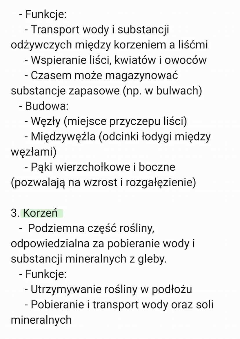 PĘD, ŁODYGA, KORZEŃ
1. Pęd
-
Część rośliny złożona z łodygi, liści,
pąków i często kwiatów. Obejmuje
nadziemne struktury roślin.
- Funkcje:
