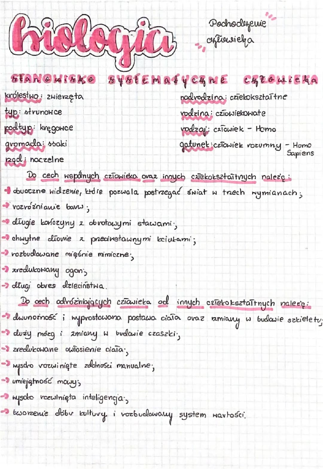 hiologia
Pochodzenie
człowieka
STANOWISKO Systematyczne Człowieka
królestwo zwierzęta
typ : strunowce
podtyp: kręgowce
nadrodzina: czīekoksz