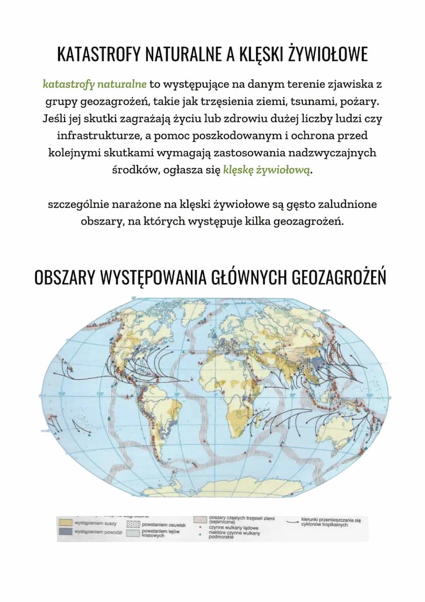 GEOZAGROŻENIA
GEOZAGROŻENIA
geozagrożenia to zjawiska i procesy geologiczne, meteorologiczne
oraz hydrologiczne, które są niebezpieczne dla 