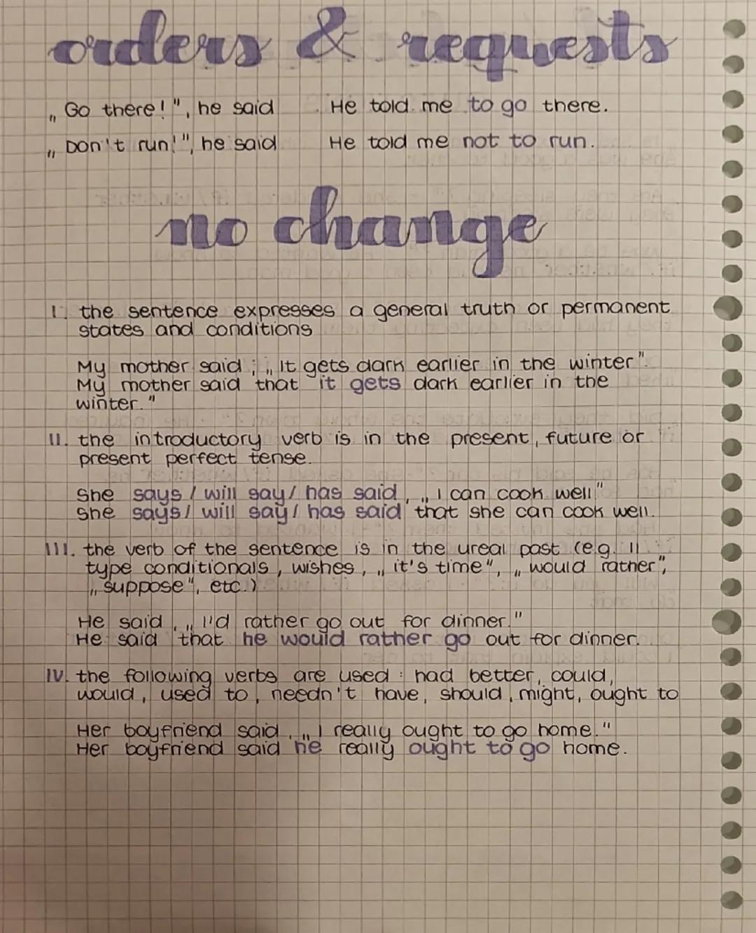 # reported speech

DIRECT SPEECH

present simple
"Tom needs a new bike."
Dad said

present continuous
"He is watching TV.", she
said

presen