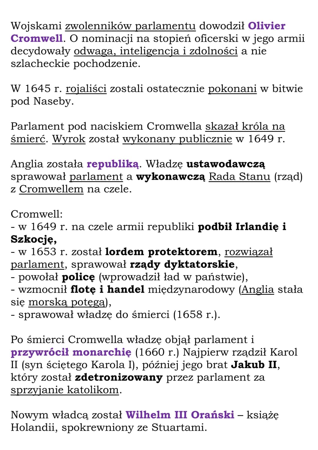 Monarchia parlamentarna
w Anglii
Rządzący w XVII w. w Anglii Stuartowie dążyli do
władzy absolutnej.
Sprzeciwiało się temu mieszczaństwo i t